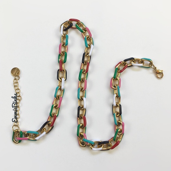 LAST ONE New Rainbow Color Block Chain Choker Necklace ~ Stainless Steel Enamel - Picture 8 of 16